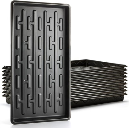 Shallow 1020 Nursery Flat Trays Specialized for Holding & Carrying 200 Cell Plug Seedling Trays (Height is 1.3"),Microgreen Germination Trays,10 Pack, No Holes (YB01, 10Pcs)