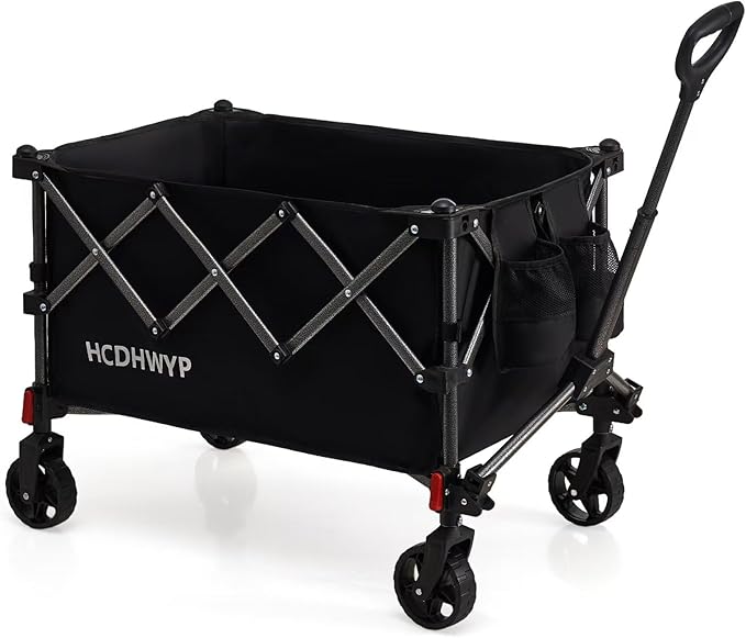 Collapsible Heavy-Duty Wagon Cart with PVC Wheels, Portable Folding Outdoor Utility Wagon for Sports, Garden, Grocery Shopping,Camping, Transportation,Hauling (130L)