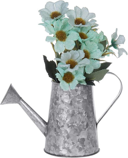 MyGift 5 Inch Mini Rustic Galvanized Metal Decorative Vase in Vintage Style Watering Can Design for Dried Flowers and Artificial Plants - Handcrafted in India