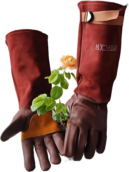 Gardening Gloves for Women/Men,Rose Pruning Long Leather Garden Gloves Thorn Proof