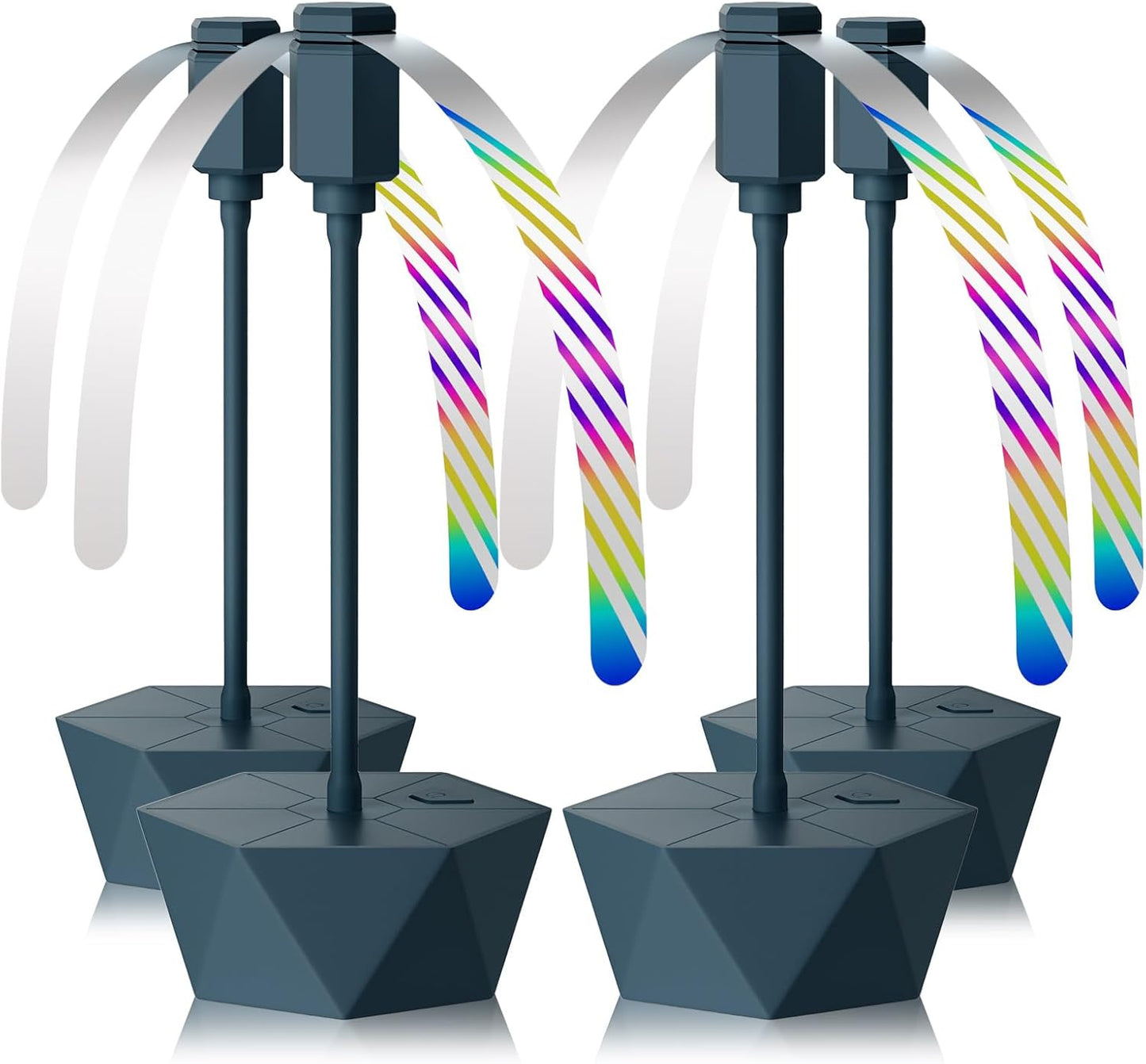 Portable Battery Powered Fly Fans for Tables Up to 15 Hours Working Time, 4-Pack Indoor Outdoor Food Fan with Flexible Goose-Neck Blades for Home Restaurant Party Picnic Patio BBQ, Navy Blue