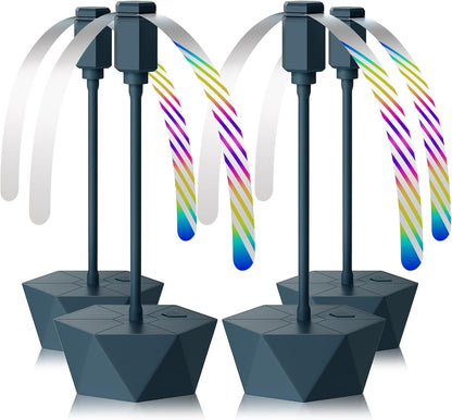 Portable Battery Powered Fly Fans for Tables Up to 15 Hours Working Time, 4-Pack Indoor Outdoor Food Fan with Flexible Goose-Neck Blades for Home Restaurant Party Picnic Patio BBQ, Navy Blue