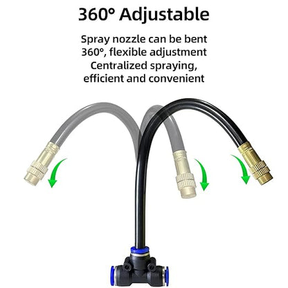 360°Irrigation System for Garden - 60FT Drip Irrigation System with 19 Nozzles, Garden Watering System, Greenhouse Accessories, Atomizing System for Garden, Yard, Lawn, Potted Plants, 5/16 inch Hose