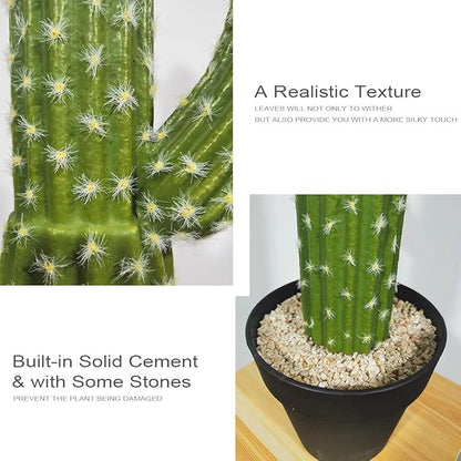momoplant Artificial Cactus Succulent Plant, 24 Inch Tall Faux Fake Desert Cacti Plant with Black Planter for Home Garden Office Floor Decor