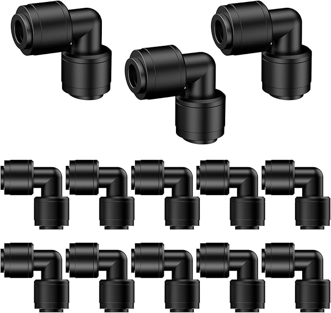 Pawfly 15 Pcs Quick Connect 1/4" Drip Irrigation Elbow Connectors, Anti-Leak Drip Irrigation Parts, Push-to-Fit 2-Way Elbows, Universal 90 Degree Elbow Fittings for 1/4 Inch Irrigation Tubing