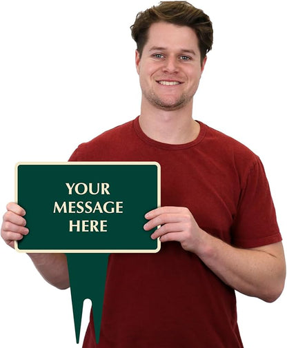 SmartSign Custom Yard Stake Sign - Add Your Message, 12"x15", 120 mil Aluminum Composite with Overcoat for Outside, Rectangular Shape with Integrated Ground Stakes, Reflective Option, USA-Made