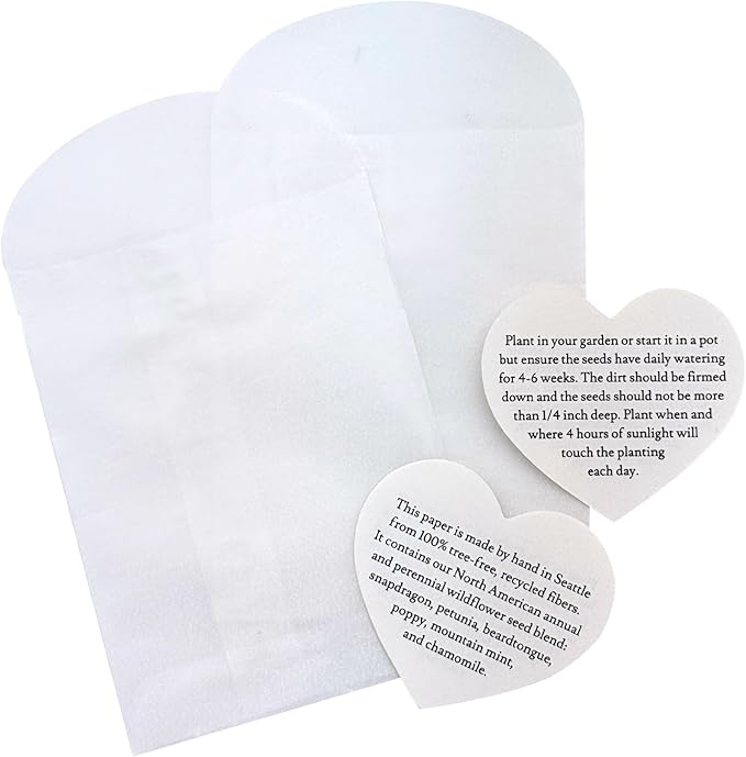24 Sets of Heart Planting Guide with Glassine Envelopes – Perfect for Seed Paper Products, Wedding Favors, and Gift Sets