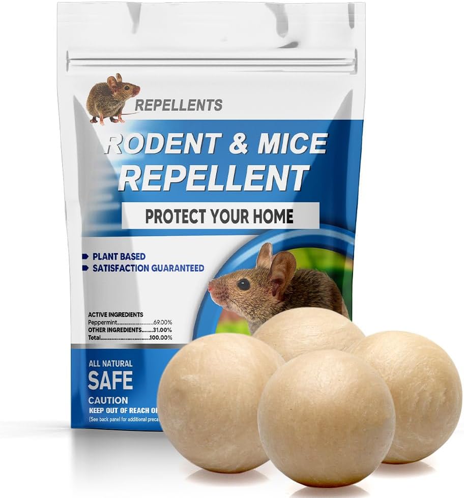 Rodent Repellent Indoor,Mouse Repellent,Mice Repellent Indoor,Rodent Away Repellant,Rat Repellent,Keeps Mice Away,Peppermint Oil Repel Mice from Nesting,Covers 50 sq. ft,Effective for 60-90 Days-4P
