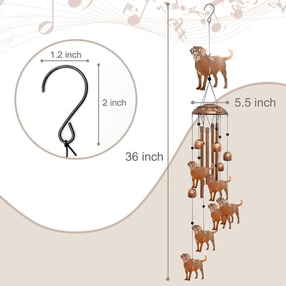 Labrador Wind Chimes for Outside, Metal Windchimes Outdoors Birthday Gifts for Women Memorial Sympathy Wind Chimes for Patio Garden Yard