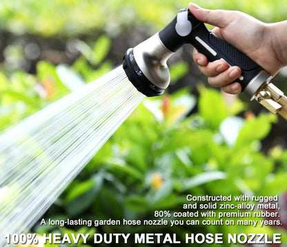 ESOW Garden Hose Nozzle 100% Heavy Duty Metal, Water Hose Sprayer with 8 Watering Patterns, Thumb Control On Off Valve, High Pressure Nozzle Sprayer for Watering Plants, Car and Pet Washing, Black