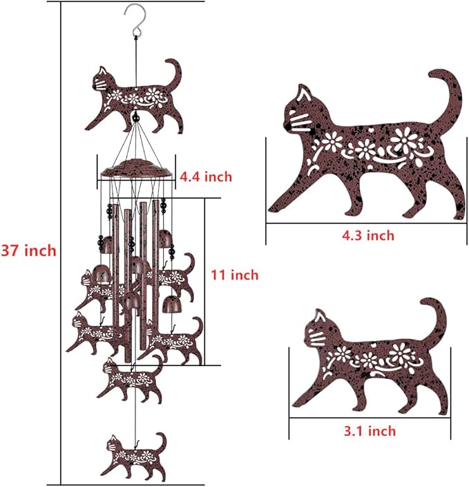 Outdoor Cats Wind Chimes Decoration - Mobile Cat Wind Catcher, Music Wind Chimes, Garden Wind Chime, Blessing Windchime, Kitten Wind Bells for Home, Balcony, Tree, Festival Garden Decor, Gifts for Mom