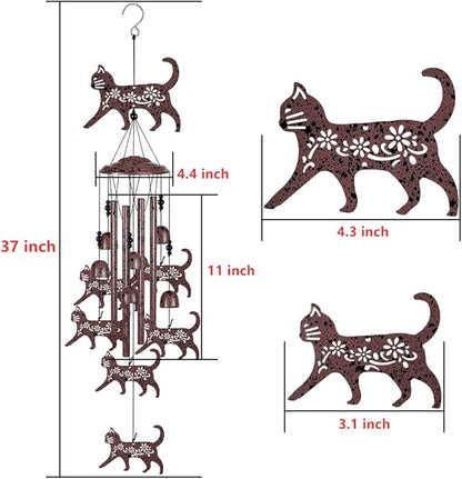 Outdoor Cats Wind Chimes Decoration - Mobile Cat Wind Catcher, Music Wind Chimes, Garden Wind Chime, Blessing Windchime, Kitten Wind Bells for Home, Balcony, Tree, Festival Garden Decor, Gifts for Mom