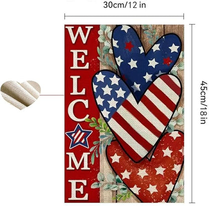 Patriotic Stars and Stripes Garden Flag 12x18 Inch Double Sided Outside, USA 4th of July Memorial Day Independence Day Watercolor Yard Outdoor Decoration (Love)