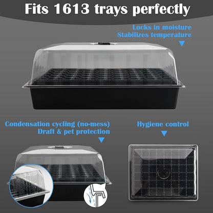 5-Pack No Drip Seed Starter Trays with 4" Humidity Dome - 240 Cells Deep Root Plug Trays, 2.76" Depth for Strong Roots Perfect for Vegetables, Herbs, Flowers & Plant Propagation, Gardening Supplies