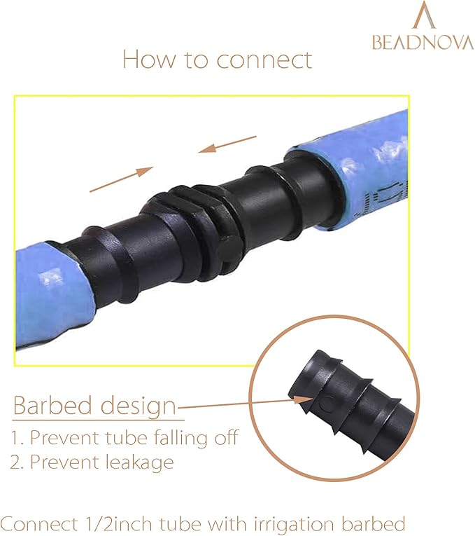 BEADNOVA Drip Irrigation Connectors 30 Pcs 1/2 Inch Barbed Straight Couplings Irrigation Connectors for 1/2 Inch Drip Tubing Water Tubing Gardening Supplies (30pcs)