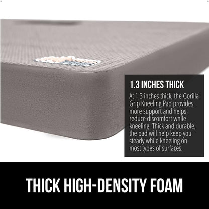 GORILLA GRIP Extra Thick Patent Pending Garden Kneeling Pad, 17.5 x 11 Inch Supportive Soft Foam Knee Cushioning for Gardening, Water Resistant, Bathing Baby Working Supplies, Lightweight, Gray