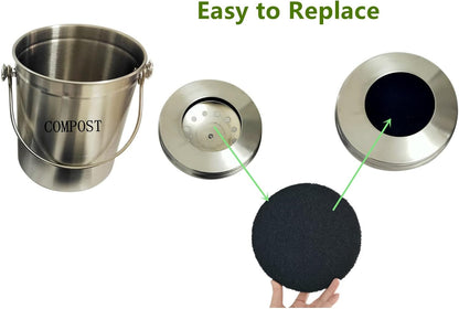 Kitchen Compost Bin Charcoal Filter 7.25 Inch Diameter Extra Thicker & Bigger-Over 3 Years Supply- Longer Lasting Activated Charcoal Odor Trapping Filters (0.4inch/10mm Thickness), Round (12 Pack)