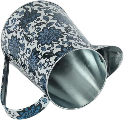 Shabby Chic Watering Can Galvanized Finish Metal Vase Country Rustic Pitcher Primitive Jug Decorative Flower Holder, 7.1" H