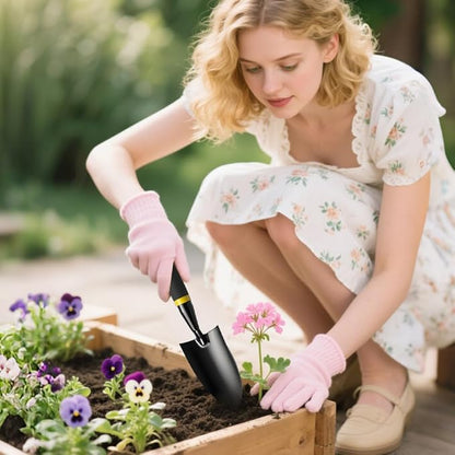 Garden Trowel - Metal Hand Shovel with Rubber Handle. This Garden Hand Trowel is Easy to use and Suitable for Soil Planting, Digging, transplanting and Outdoor Exploration Activities.