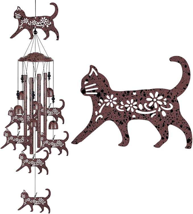 Outdoor Cats Wind Chimes Decoration - Mobile Cat Wind Catcher, Music Wind Chimes, Garden Wind Chime, Blessing Windchime, Kitten Wind Bells for Home, Balcony, Tree, Festival Garden Decor, Gifts for Mom