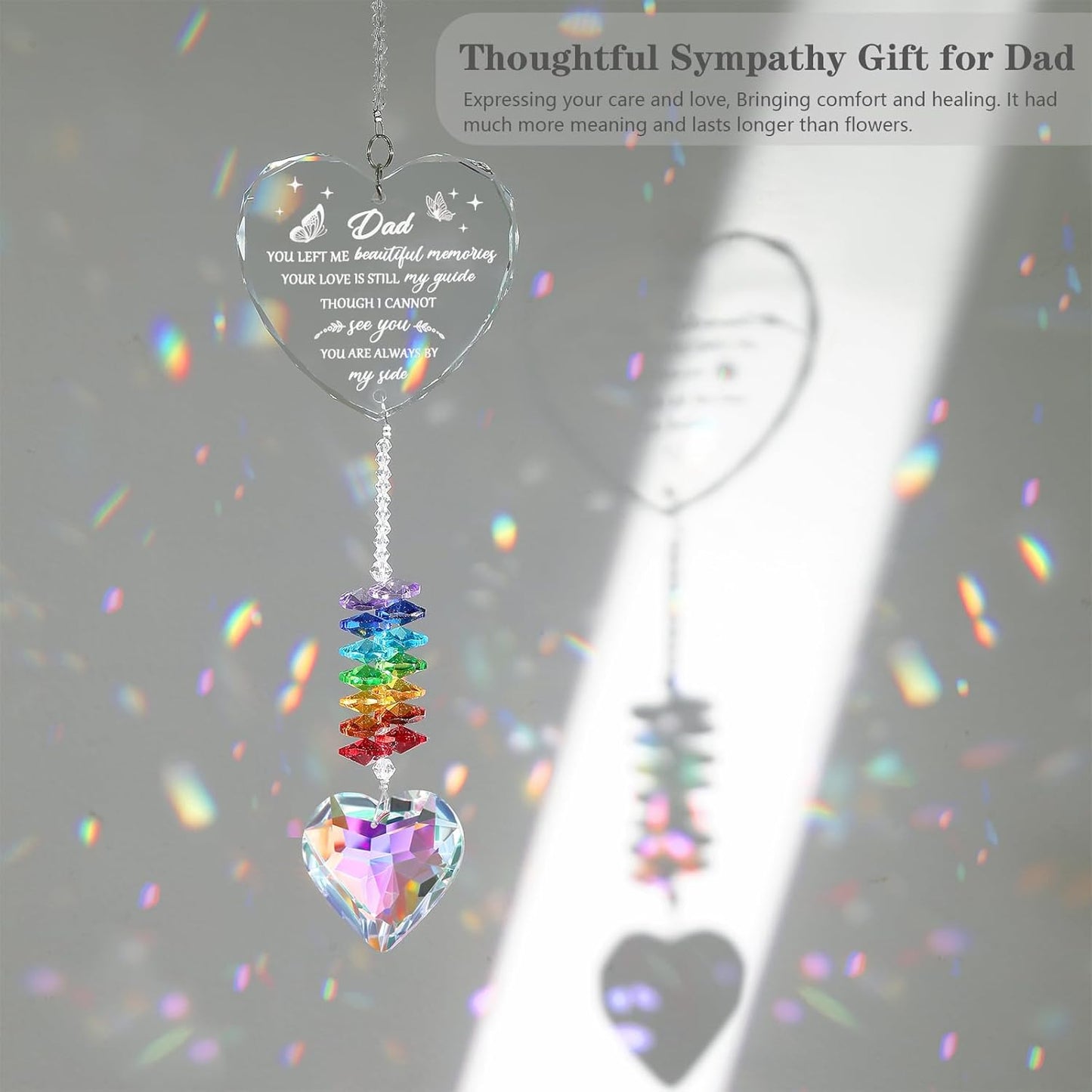Sympathy Gifts for Loss of Dad, K9 Crystal Suncatcher Memorial for Loss of Father, Condolence Bereavement Remembrance Gifts in Memory of Papa