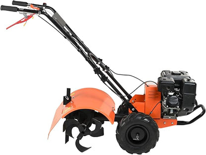 VEVOR Tiller Cultivator, 212CC 4-Stroke Garden Cultivator, Tiller with 4 Steel Adjustable Rear Tines for Lawn, Garden and Field Soil Cultivation