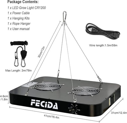 FECiDA Dimmable LED Grow Light 24000 Lumen 260 Watt, 2024 Best 3x3 2x4 ft Grow Tent Light, UV-IR Included Full Spectrum Plant Growing Lamps with 1176PCS LEDs, Daisy Chian Function, Quiet Built-in Fan