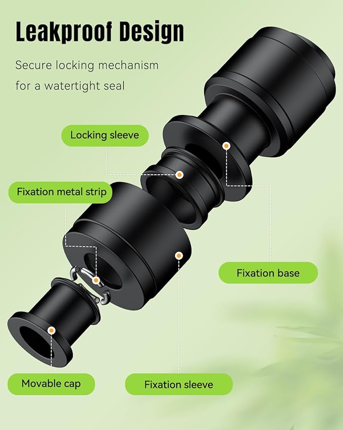 Pawfly 15 Pcs Quick Connect 1/4" Drip Irrigation Coupling Connectors for 1/4 Inch Irrigation Tubing, Anti-Leak Drip Irrigation Parts, Push-to-Fit 2-Way Coupling Fittings, Universal Straight Fittings