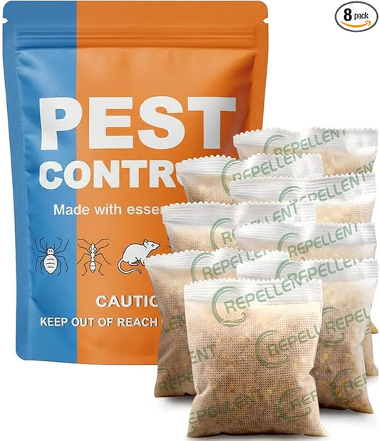 Pest Repellent, Mouse Repellent, Rodent Repellent for Indoor/Outdoor, Natural Rat Repellent for House, Keep Mice, Roach, Ant and Spider Away from Home, Protects 120 sq ft - 8P