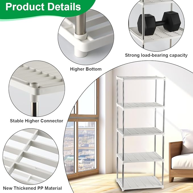 5 Layer Sprouting Tray Storage Shelf, Plant Shelf Nursery Pot Seeding Tray Container Shelves Indoor/Outdoor Plant Rack Holder (White)