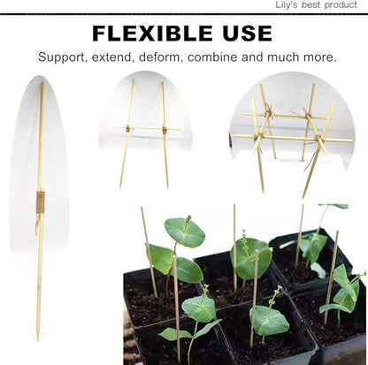 HOPELF 50 Pack 12" Bamboo Plant Stakes for Wood Garden Sticks，Wooden Plant Supports，Indoor Gardening Plant Supports，Floral Plant Support ，Potted Plants，Crafts, More Size Choices 8"/12"/16"