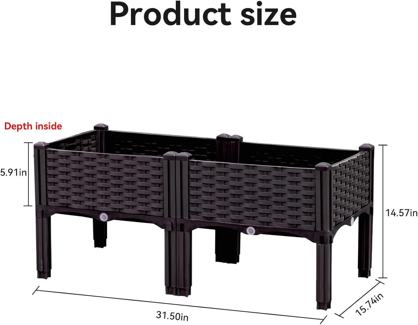 Raised Garden Bed with Legs, Large Planter Box Raised Garden Beds Outdoor, Rectangular Elevated Planter Box for Gardening Vegetables, Flowers, Fruits and Plants, 31.5"(L) x 15.7"(W) x 14.5"(H)
