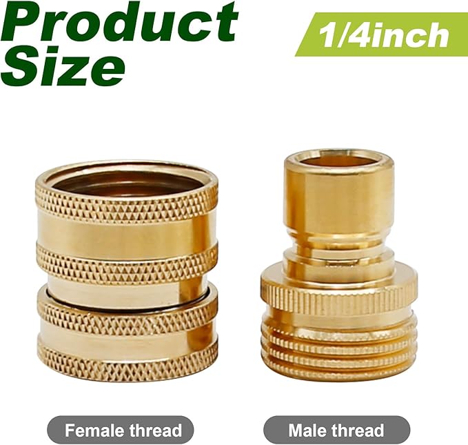 VIKKSAER 3/4 inch Garden Hose Quick Connect Water Hose Fittings, Thread Brass Water Hose Connectors (4PCS)