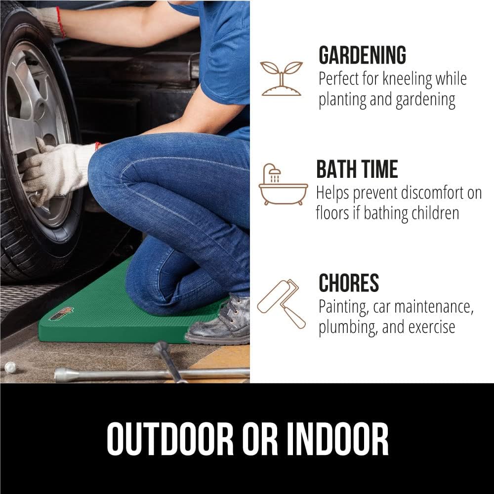 GORILLA GRIP Extra Thick Patent Pending Garden Kneeling Pad, 17.5 x 11 Inch Supportive Soft Foam Knee Cushioning for Gardening, Water Resistant, Bathing Baby, Working Supplies Lightweight, Grass