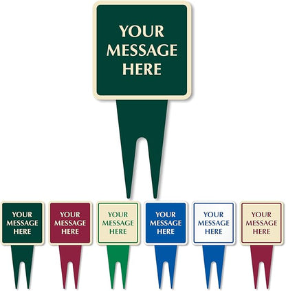 SmartSign Custom Yard Stake Sign - Add Your Message, 6" x 12", 120 mil Aluminum Composite with Overcoat for Outside, Square Shape with Integrated Ground Stakes, Reflective Option, USA-Made