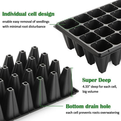 10 Pack 32 Cell Seed Starter Trays - Extra Deep 4.33" Plastic Nursery Trays, 20" x 10"，Fits Standard 1020 Flats