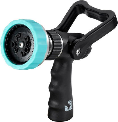Heavy Duty Metal 10 Pattern Fireman’s Hose Nozzle 500003 with Lever Control and Comfort Grip by New England Garden Tools for Cleaning, Watering Plants & Yards, Washing Cars & Livestock