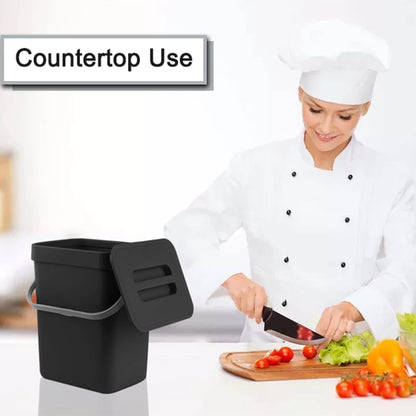 stonespace Kitchen Compost Bin for Countertop, Hanging Small Trash Can with Lid Under Sink for Kitchen Bathroom, Mountable Compost Bucket, Black