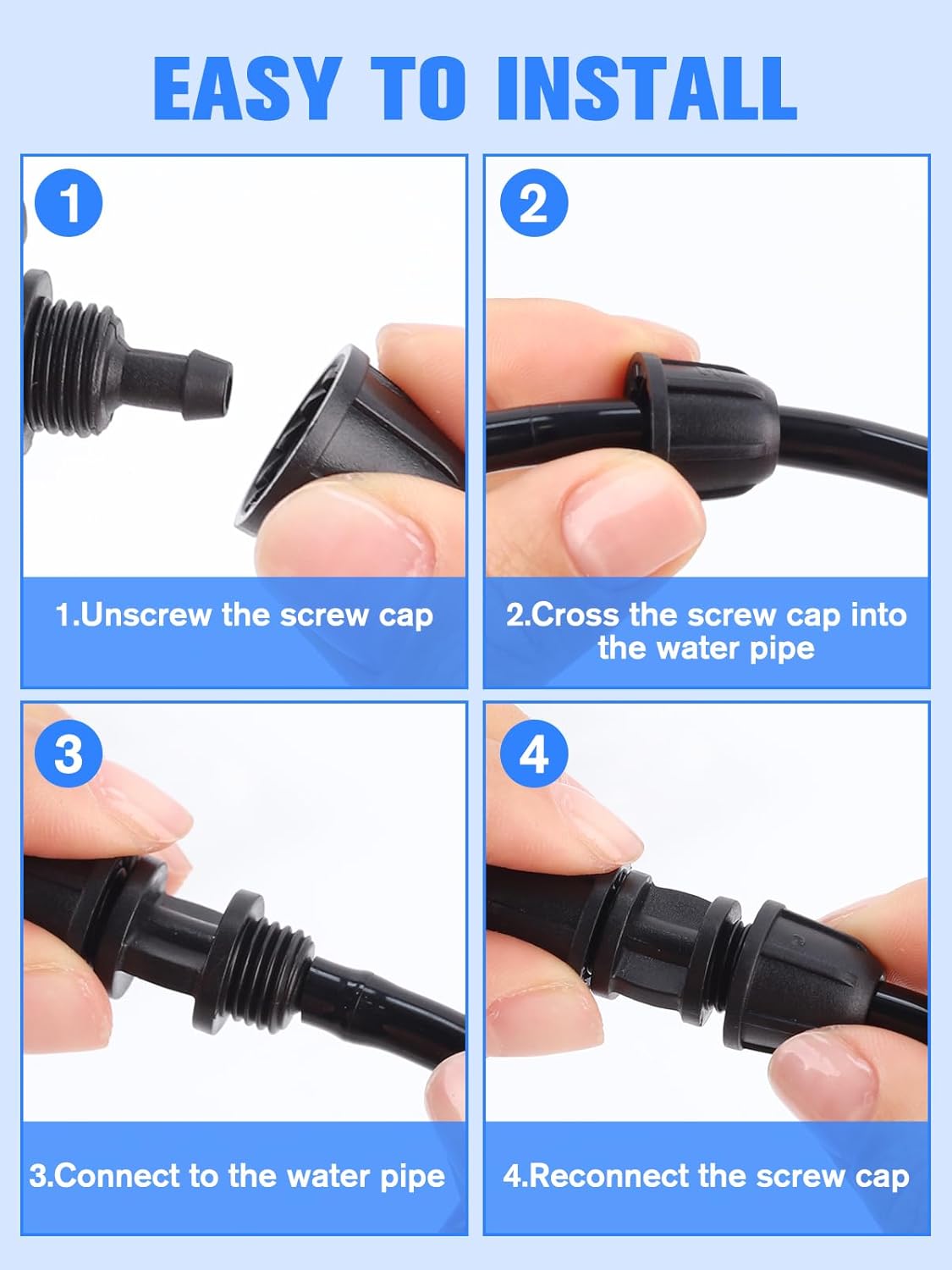 Kalolary 30PCS Drip Irrigation Fittings 1/4" Irrigation Tubing Coupling Lock Barbed Coupling for Drip Irrigation Tubing Anti-Drop Irrigation Coupling for Garden Drip Irrigation Parts