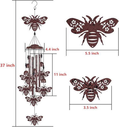 37" Bees Wind Chimes Outdoor Decoration, Memorial Wind Bells, Mobile Chimes, Blessing Wind Chime, Romantic Wind Catcher, Bee Decor, Bee Wind Chimes Gifts for Mom, Home, Balcony, Tree, Festival, Garden