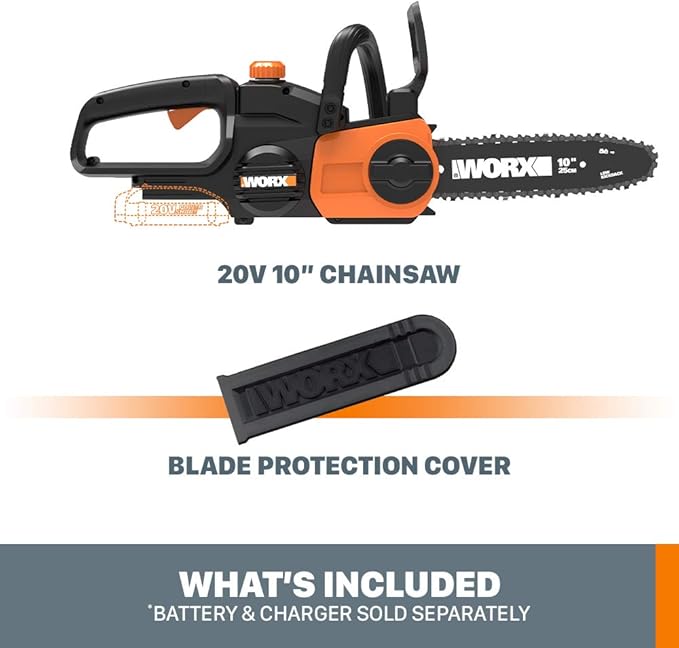 Worx 20V 10" Cordless Chainsaw Power Share with Auto-Tension (Tool Only) - WG322.9