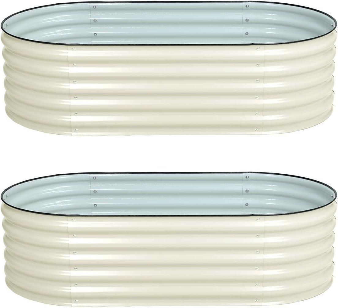 BPS 2-in-1 Metal Raised Garden Bed, 5.3x2.7 FT Galvanized Planter Raised Beds for Vegetables, Flowers 31'' Extra Tall