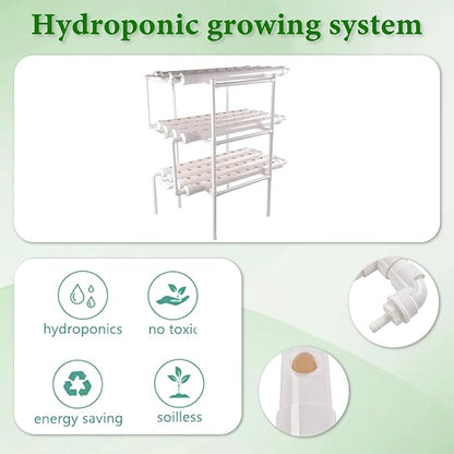 Hydroponic Grow Kit, 3 Layer 108 Plant Sites 12 Food-Grade PVC-U Pipes Hydroponics Planting System with Water Pump, Pump Timer, Nest Basket and Sponge for Leafy Vegetables