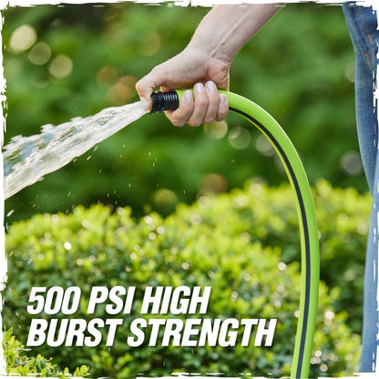 Rugged Rhino Heavy Duty Flexible Light Weight Garden Hose, 100ft x 5/8in, 4 Layer Leakproof Outdoor Gardening Tools, Watering Supplies, Powerful Water Pressure for Lawn, Flowers, Green Black