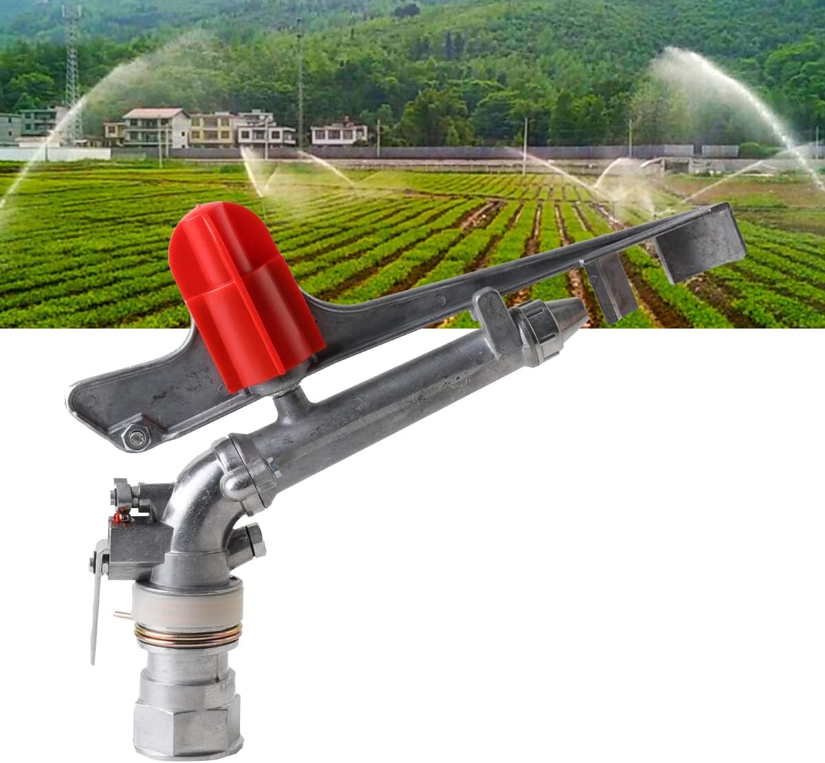 1.5'' Agriculture Irrigation Spray Gun Sprinkler Large-Area Irrigation Spray Gun Garden Farm Watering Sprinkler 360° Adjustable Watering for Farms, Orchards, Tea Gardens, Forestry