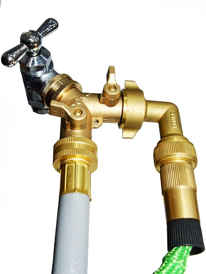 HQMPC Hose Y Splitter 3/4" GHT Garden Valve - Brass, 4 Pack