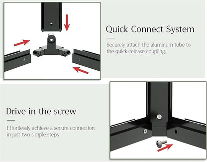 Jocisland 14x9.5x9 FT Outdoor Aluminum Greenhouse with Quick Connect Fittings, 6 FT Height Double Doors with Hook, Hybrid Polycarbonate Walk-in Greenhouse for Backyard, Black