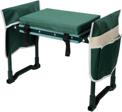 Garden Kneeler and Seat Bench with 2 Free Tool Pouch, Foldable Stool, EVA Foam Pad, with an Extra Soft Wider Cushion, and Large Tool Bag for Gardeninng Lovers