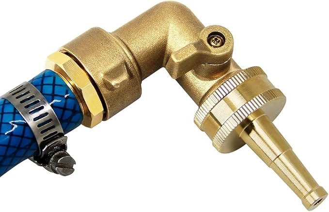 Twinkle Star 90 Degree Garden Hose Elbow with Shut Off Valve 2 Pack, 3/4" Heavy Duty Hose Adapter with 2 O-rings, Solid Brass Gooseneck Garden Hose Connector