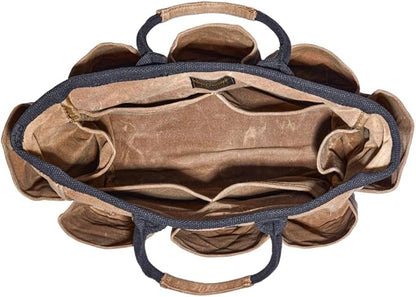 Readywares 14" Waxed Canvas Supply Bag/Garden Tool Tote/Cleaning Organizer/Mobile Bar/Versatile Storage Tote With Pockets/Utility Bag with Heavy Duty Handles
